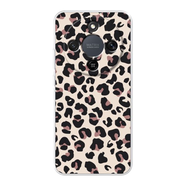 Transparant flexibel Honor X9 hoesje met Panter Print - Beige Luipaardprint