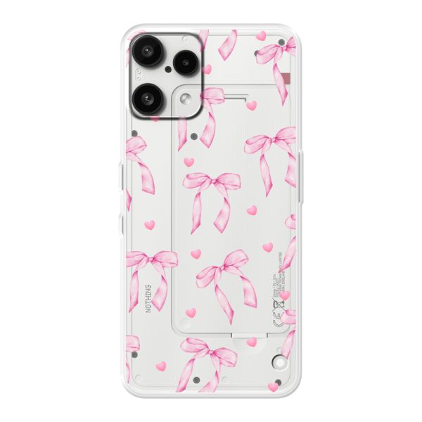 Transparant flexibel Nothing Phone (3a) Lite hoesje met Roze Strikjes en Hartjes
