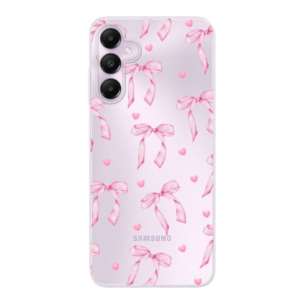 Funda Samsung Galaxy A05s flexible transparente con lazos y corazones rosas