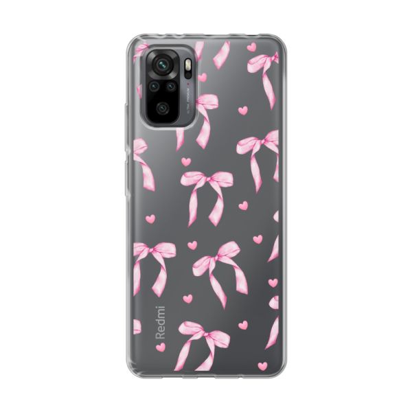 Transparant flexibel Xiaomi Redmi Note 10 Pro hoesje met Roze Strikjes en Hartjes