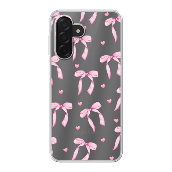 Transparant flexibel Samsung Galaxy A26 hoesje met Roze Strikjes en Hartjes