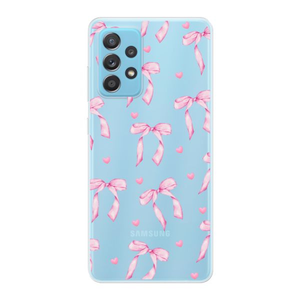 Transparant flexibel Samsung Galaxy A53 5G hoesje met Roze Strikjes en Hartjes