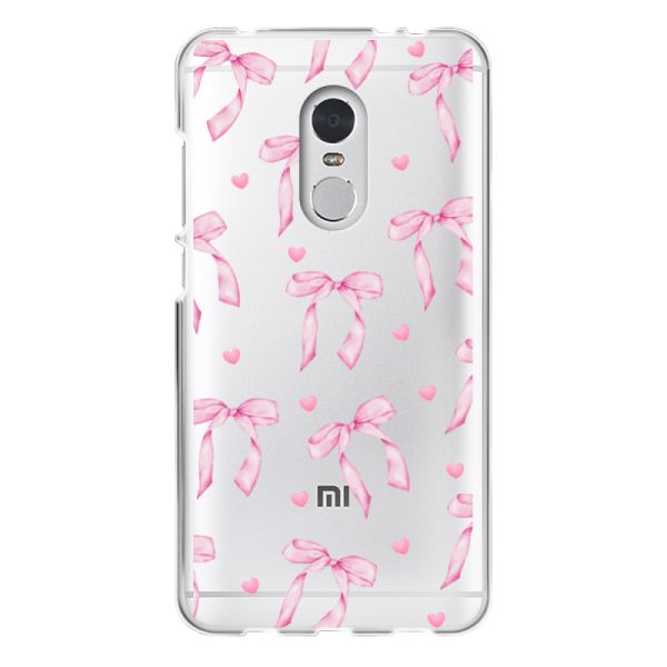 Funda Xiaomi Redmi 5 flexible transparente con lazos y corazones rosas