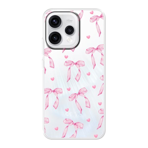 Funda Oppo Reno15 flexible transparente con lazos y corazones rosas