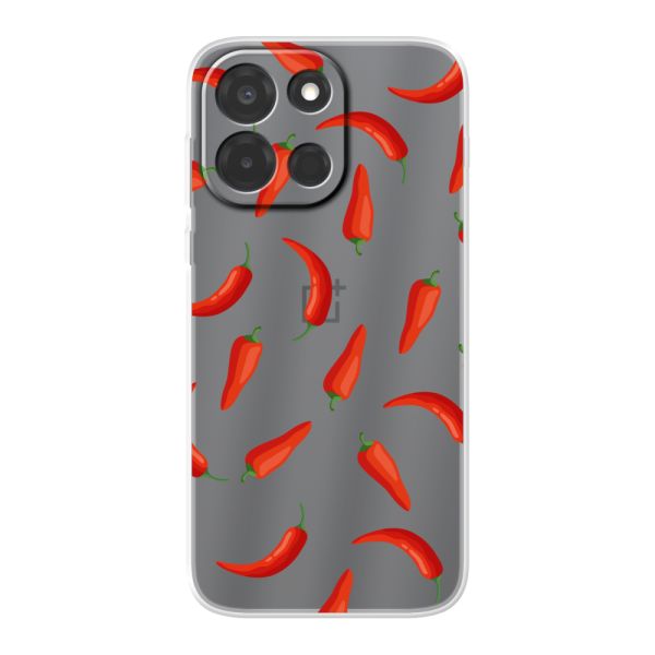 Funda OnePlus Nord 6 flexible transparente con Chiles Rojos - Patrón Transparente Chili Pepper