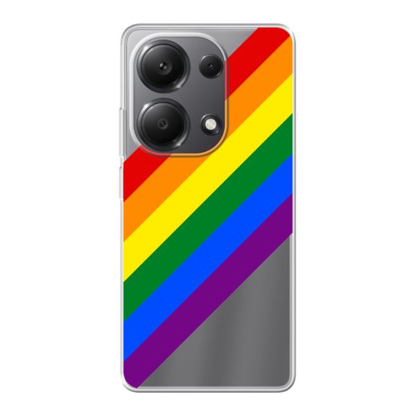 Funda Xiaomi Poco M6 Pro flexible transparente con arcoíris diagonal - rayas Pride