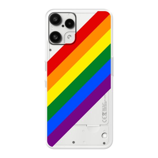 Coque Nothing Phone (3a) Lite flexible transparente avec arc-en-ciel diagonal - rayures Pride
