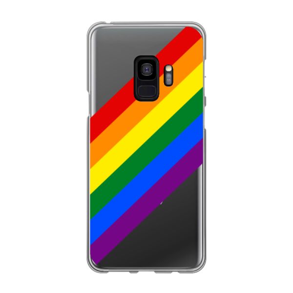 Funda Samsung Galaxy S9 flexible transparente con arcoíris diagonal - rayas Pride