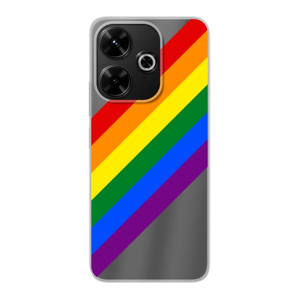 Funda Xiaomi Redmi 13 flexible transparente con arcoíris diagonal - rayas Pride