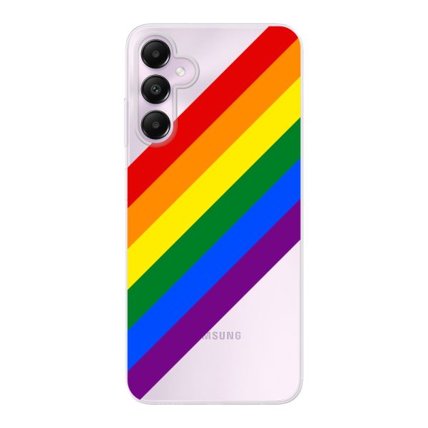 Funda Samsung Galaxy A05s flexible transparente con arcoíris diagonal - rayas Pride