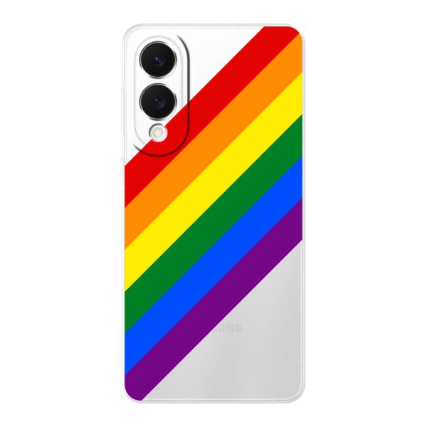 Funda Samsung Galaxy S25 Edge flexible transparente con arcoíris diagonal - rayas Pride