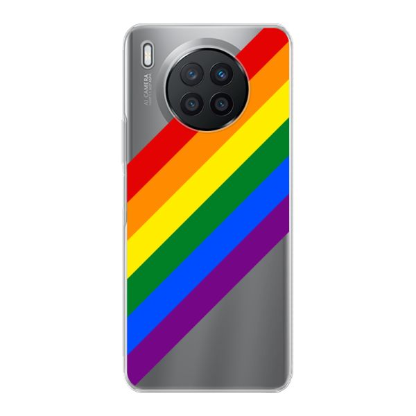 Coque Huawei Nova 8i flexible transparente avec arc-en-ciel diagonal - rayures Pride