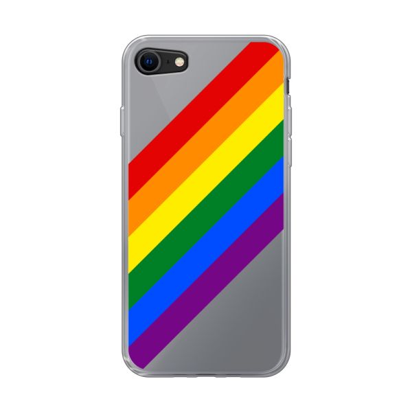 Transparant flexibel iPhone SE (2020 & 2022) hoesje met Diagonale Regenboog - Pride Strepen