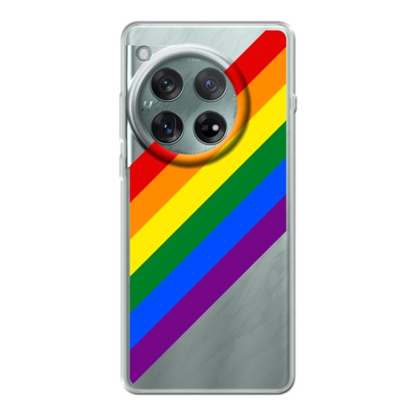 Funda OnePlus Ace 3 flexible transparente con arcoíris diagonal - rayas Pride