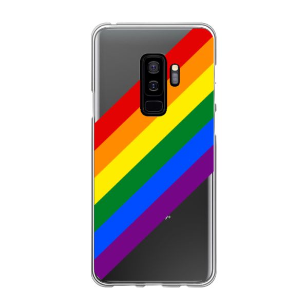 Funda Samsung Galaxy S9 Plus flexible transparente con arcoíris diagonal - rayas Pride