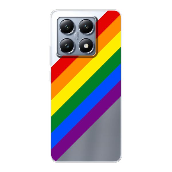 Funda Xiaomi 14T flexible transparente con arcoíris diagonal - rayas Pride