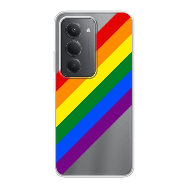 Funda Xiaomi Redmi 15 flexible transparente con arcoíris diagonal - rayas Pride