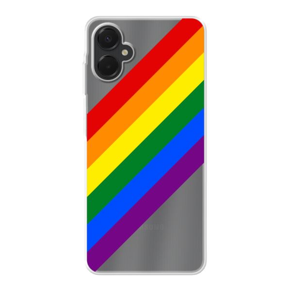Transparant flexibel Samsung Galaxy A06 5G hoesje met Diagonale Regenboog - Pride Strepen