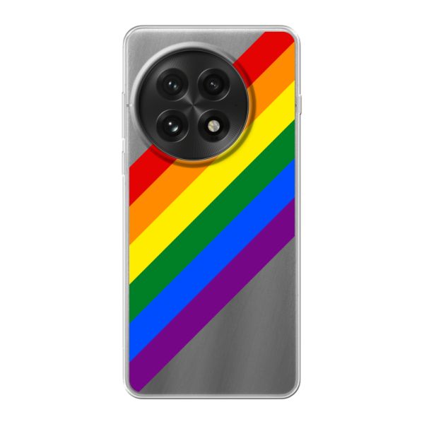 Funda OnePlus 13 flexible transparente con arcoíris diagonal - rayas Pride
