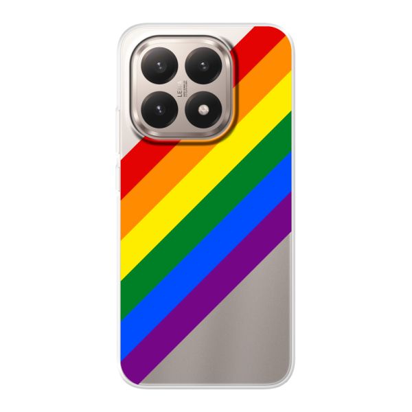 Funda Xiaomi 15T flexible transparente con arcoíris diagonal - rayas Pride
