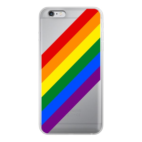 Funda iPhone 6 Plus flexible transparente con arcoíris diagonal - rayas Pride