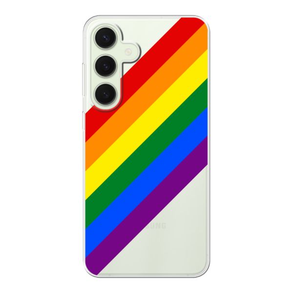 Funda Samsung Galaxy S25 Plus flexible transparente con arcoíris diagonal - rayas Pride