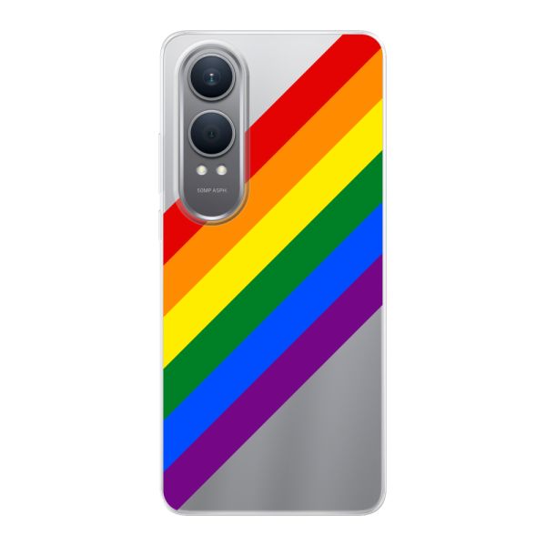 Funda OnePlus Nord CE 4 Lite flexible transparente con arcoíris diagonal - rayas Pride