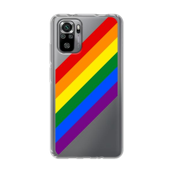 Coque Xiaomi Redmi Note 10 flexible transparente avec arc-en-ciel diagonal - rayures Pride