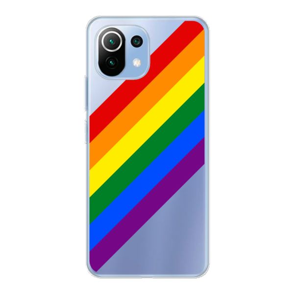 Coque Xiaomi 11 Lite 5G NE flexible transparente avec arc-en-ciel diagonal - rayures Pride