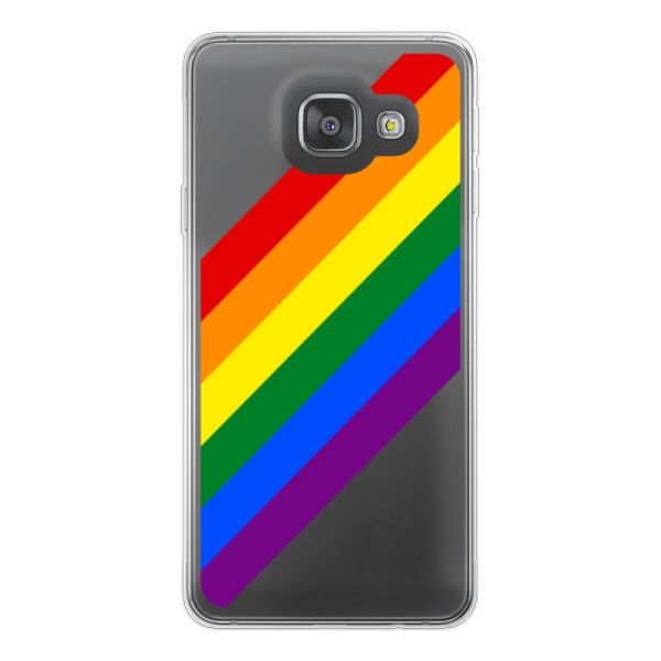 Funda Samsung Galaxy A3 (2016) flexible transparente con arcoíris diagonal - rayas Pride