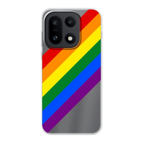 Funda OnePlus 15 flexible transparente con arcoíris diagonal - rayas Pride