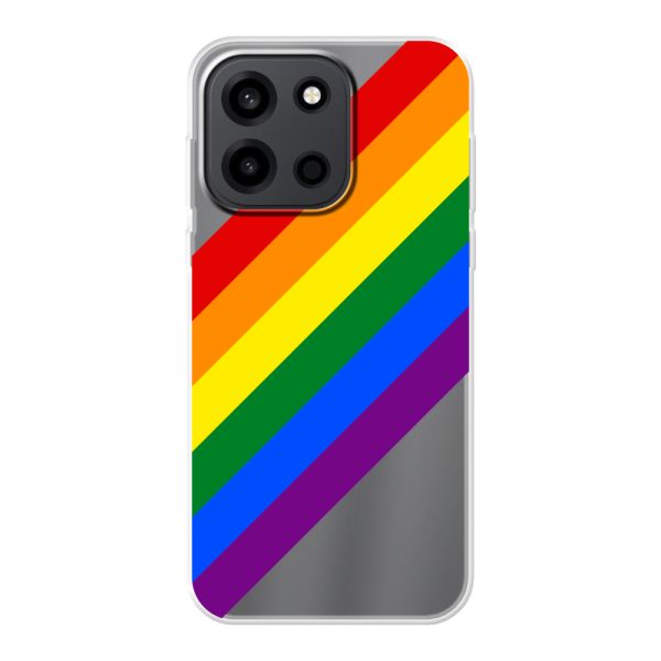 Transparente flexible OnePlus Turbo 6 5G Hülle mit diagonalem Regenbogen - Pride-Streifen