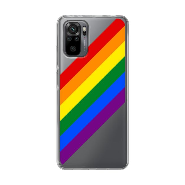 Coque Xiaomi Redmi Note 10 Pro flexible transparente avec arc-en-ciel diagonal - rayures Pride