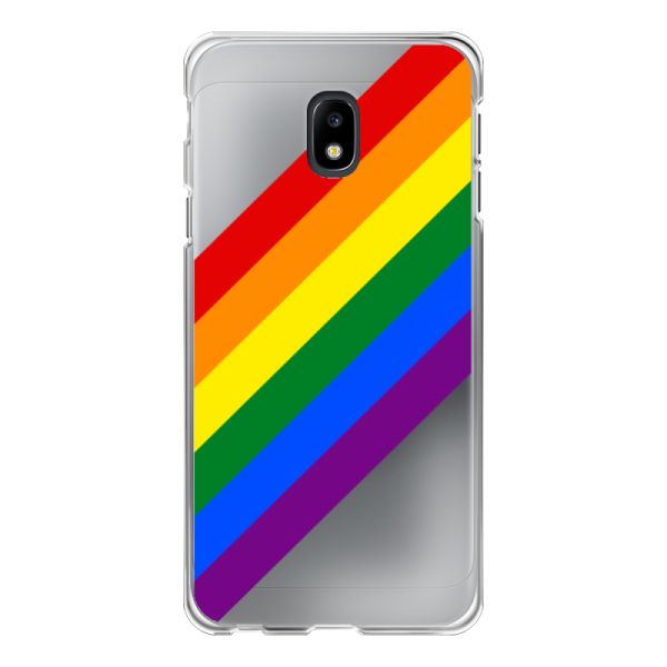 Funda Samsung Galaxy J3 (2017) flexible transparente con arcoíris diagonal - rayas Pride