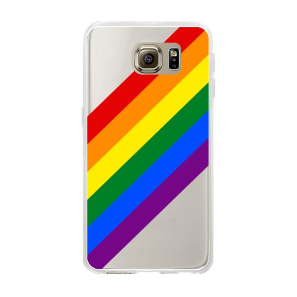 Funda Samsung Galaxy S6 flexible transparente con arcoíris diagonal - rayas Pride