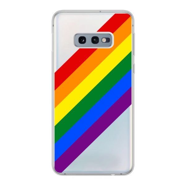 Funda Samsung Galaxy S10e flexible transparente con arcoíris diagonal - rayas Pride