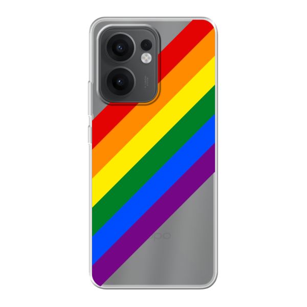 Funda Oppo Reno13 F flexible transparente con arcoíris diagonal - rayas Pride