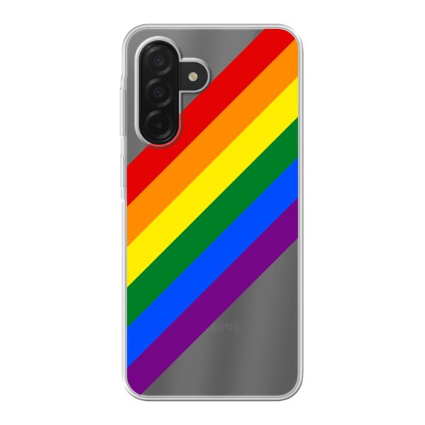Transparant flexibel Samsung Galaxy A26 hoesje met Diagonale Regenboog - Pride Strepen