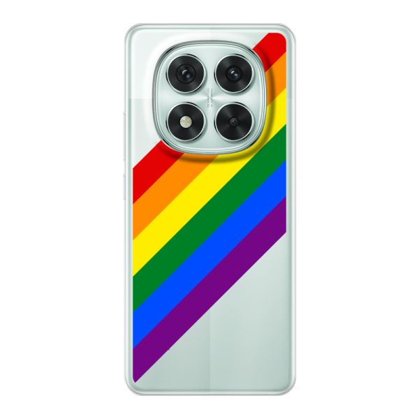 Funda Xiaomi Poco X7 flexible transparente con arcoíris diagonal - rayas Pride