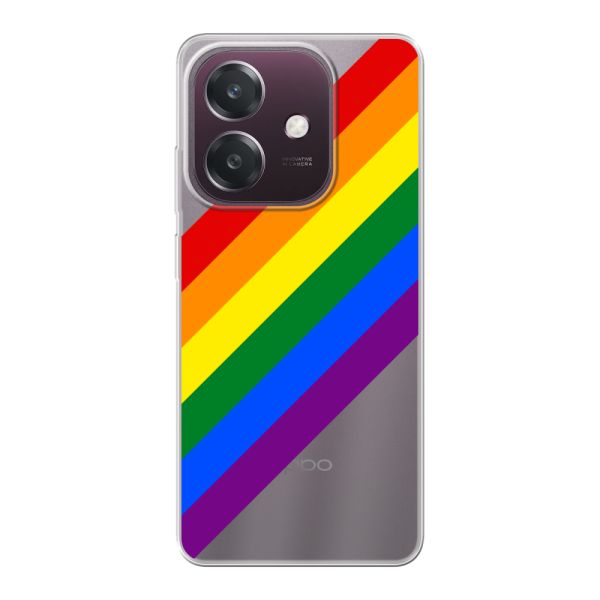 Funda Oppo A60 5G flexible transparente con arcoíris diagonal - rayas Pride