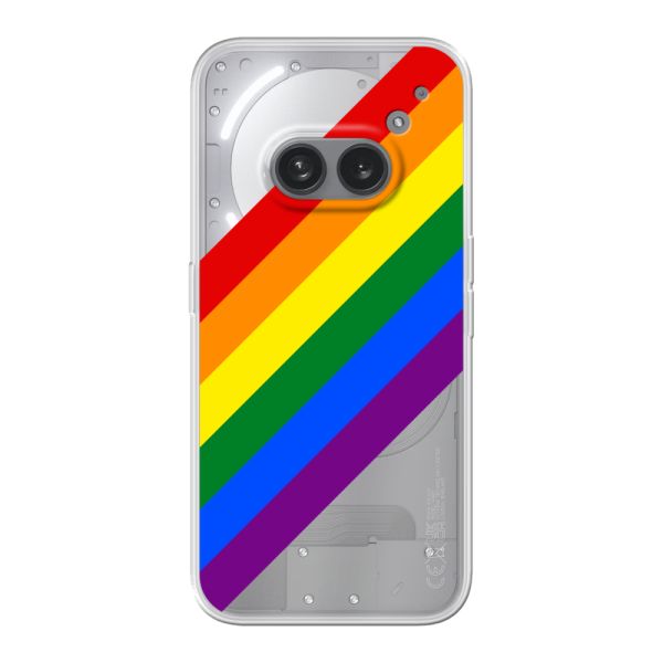 Coque Nothing Phone (2a) Plus flexible transparente avec arc-en-ciel diagonal - rayures Pride