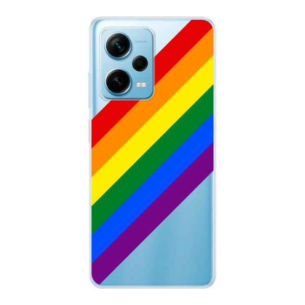 Funda Xiaomi Redmi Note 12 Pro Plus flexible transparente con arcoíris diagonal - rayas Pride