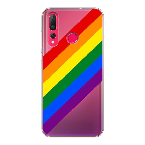 Funda Huawei P30 Lite flexible transparente con arcoíris diagonal - rayas Pride
