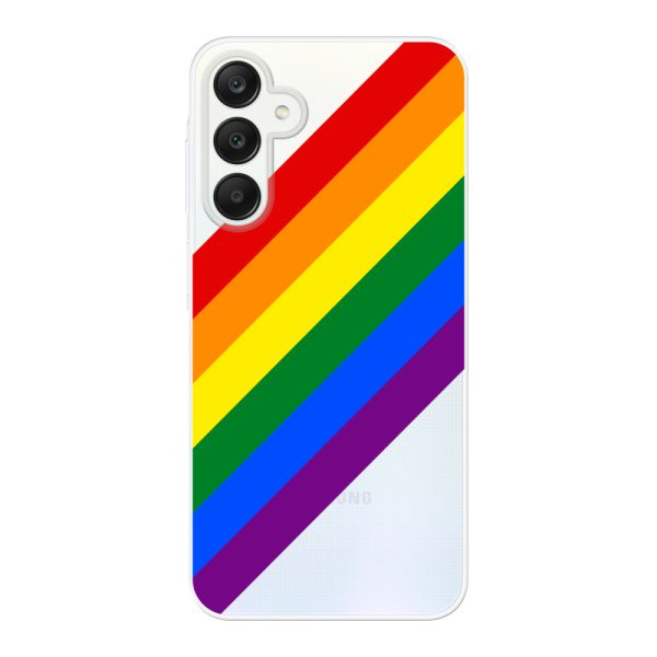 Funda Samsung Galaxy A25 flexible transparente con arcoíris diagonal - rayas Pride
