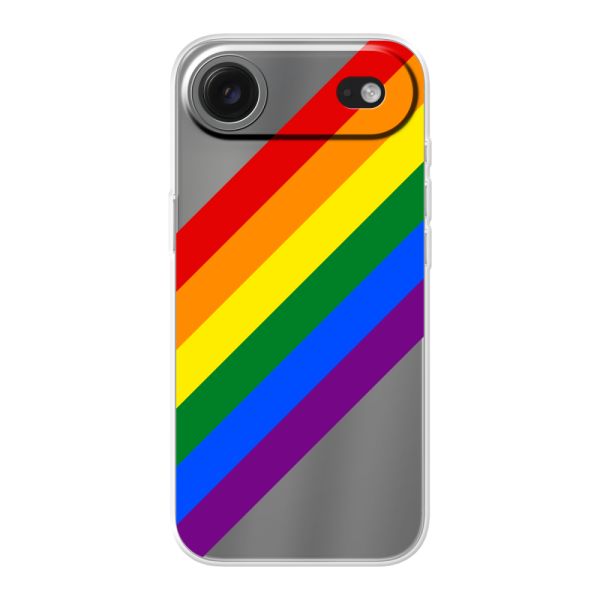 Funda iPhone Air flexible transparente con arcoíris diagonal - rayas Pride