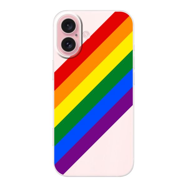 Funda iPhone 16 flexible transparente con arcoíris diagonal - rayas Pride