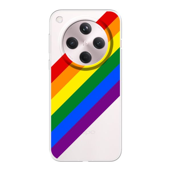 Funda Oppo Find X8 flexible transparente con arcoíris diagonal - rayas Pride