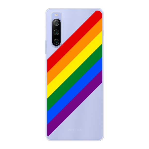 Coque Sony Xperia 10 IV flexible transparente avec arc-en-ciel diagonal - rayures Pride
