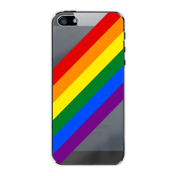 Funda iPhone SE (2016) flexible transparente con arcoíris diagonal - rayas Pride