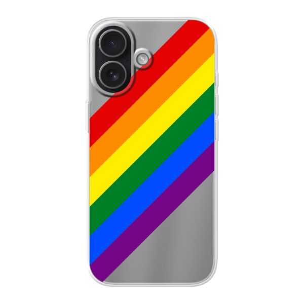 Funda iPhone 17 flexible transparente con arcoíris diagonal - rayas Pride